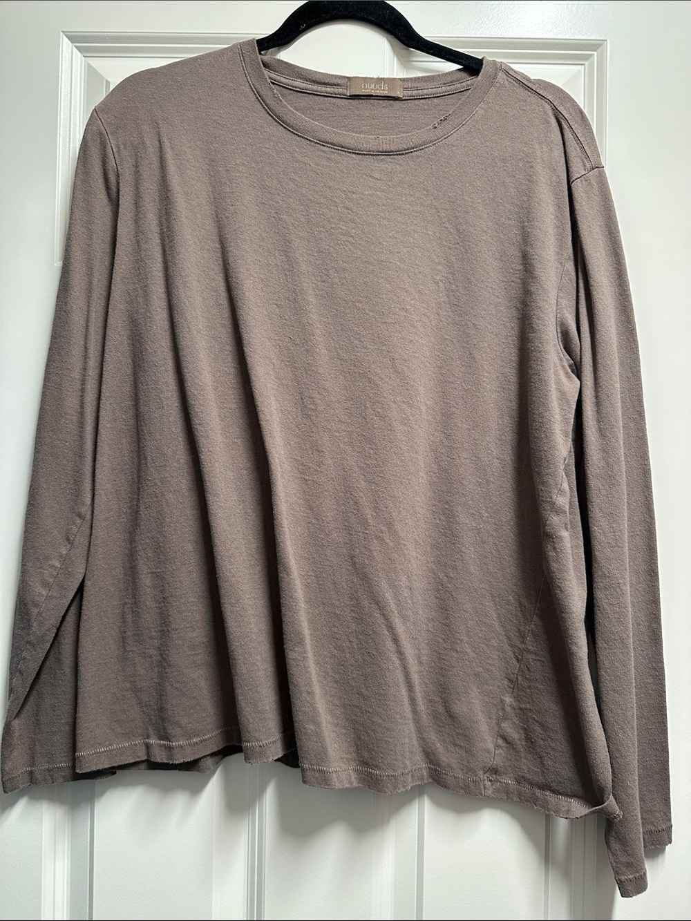 nuuds Long-Sleeve Crewneck Tee in Taupe